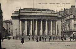 VINTAGE POSTCARD Nantes the large Theater Places Graslin