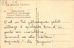 POSTAL San Pablo de la VENDIMIA la entrada de la aldea por los viejos fortalecimientos y el arma que la defendieron