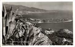 VINTAGE POSTCARD Roquebrune Cape Martin and Italian border seen of Turbie