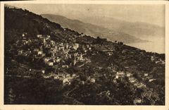 CPA Roquebrune Cap Martin Le Village Vu de la Grande Corniche