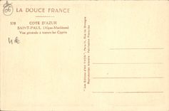 Opinión de San Pablo de la POSTAL de la VENDIMIA a través de los cipreses