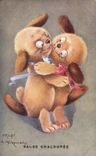VINTAGE POSTCARD Illustrator Bear swaying Waltz