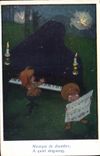 VINTAGE POSTCARD Illustrator Children Piano Chamber music