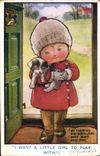 VINTAGE POSTCARD Illustrator Child Dog Pup