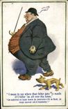 VINTAGE POSTCARD Illustrator Man Strong dog Donald Mc Gill