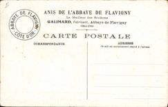 La POSTAL Abbaye de la VENDIMIA de Flavigny la fuente del Recluse marca Anises