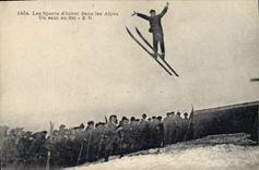 VINTAGE POSTCARD Winter sports Ski winter sports in the Alps a ski-jump