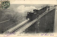 VINTAGE POSTCARD Train Langres Engine the toothed rack On arrival downtown