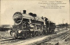 VINTAGE POSTCARD Train Pacific Engine 2901 Workshops of Sotteville Rouen