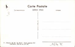 VINTAGE POSTCARD Train Engine Railroad of North Express train 312 Lille Paris