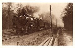 VINTAGE POSTCARD Train Engine Railroad of North Express train the Gold Arrow Paris Calais