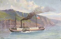 VINTAGE POSTCARD Boat Erster Raddampfer auf dem Hudson 1807