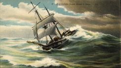 CPA Bateau Voilier Brig goelette fuyant devant le temps