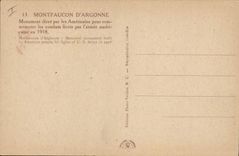 VINTAGE POSTCARD Militaria Montfaucon d' Argonne Monument raised by the Americans