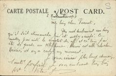 CPA Militaria Cantine des deux drapeaux pour les permissionnaires Croix Rouge americaine Un des pavillons de vente