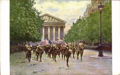 CPA Militaria Rue Royale Soldats americains