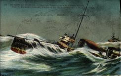 VINTAGE POSTCARD Boat War Against Destroyer by heavy weather
