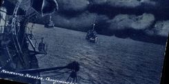VINTAGE POSTCARD Boat War naval Operations Change of management the night
