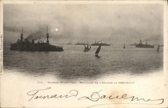 CPA Bateau Guerre Grandes manoeuvres Mouillage de l'escadre au crepuscule 