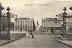 VINTAGE POSTCARD Nancy Places Stanislas the theater and Grand Hotel