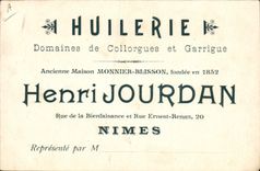 VINTAGE POSTCARD Nimes the theater Publicity Oil mill Henri Jourdan Street of the Benevolence and Street Ernest Renan Nimes