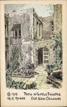 VINTAGE POSTCARD Patio off Little theater MR. H Hobbs Old New Orleans Theater