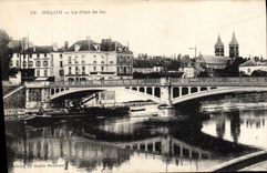 VINTAGE POSTCARD Melun the Iron Boat Bridge