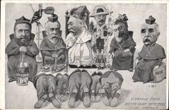 VINTAGE POSTCARD the new Church Our Saint Small Father and his cardinals