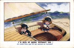 CPA Illustrateur Enfants Bateau