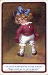 CPA Illustrateur Enfant Father wanted me to be a boy 