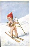 CPA Sports d'hiver Ski Enfant Champagne Kath Barth