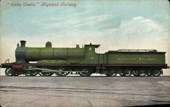 VINTAGE POSTCARD Train Engine Skibo Castle Highland Railway