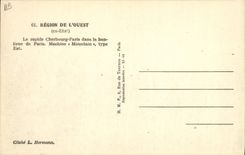 VINTAGE POSTCARD Train Engine Area of the West It fast Cherbourg Paris in the suburbs of Paris