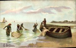 CPA Bateau Voilier Peche