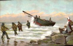 CPA Bateau Voilier Peche 