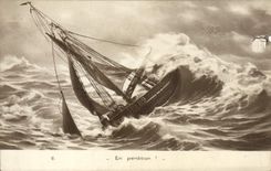 Barco de navegación de la POSTAL de la VENDIMIA en la perdición