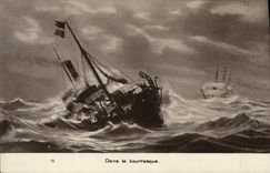 VINTAGE POSTCARD Sailing Boat In gust of wind