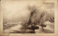 Salida del barco de navegación de la POSTAL de la VENDIMIA del pecado