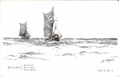 CPA Bateau Voilier Merdu Nord Jolie brise 