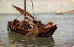 CPA Bateau Voilier Peche 
