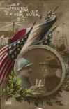 VINTAGE POSTCARD Militaria Friends for ever