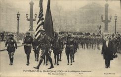 CPA Militaria Funerailles du marechal Foch La delegation americaine 