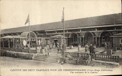 VINTAGE POSTCARD Militaria Canteen of the two flags for the persons on leave American Red Cross Sight external of the canteen