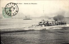 VINTAGE POSTCARD Boat Toulon War Entered of the squadron