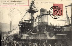 VINTAGE POSTCARD Bateau War armours It Iena after the explosion of March 12th, 1907