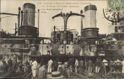 CPA Bateau Guerre Cuirasse d'escadre Iena apres l'explosion 