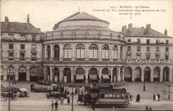 VINTAGE POSTCARD Theater Rennes Tram