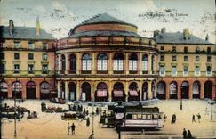 VINTAGE POSTCARD Theater Rennes Luzy Tram