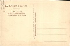 VINTAGE POSTCARD Sospel Old women houses on the Old Bever and Bridge