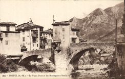 VINTAGE POSTCARD Sospel the Old Bridge and Mountains of Italy